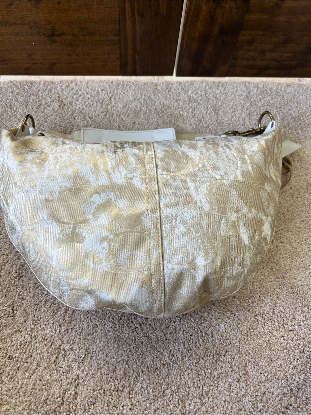 Coach Ivory Metallic Patterned Hobo Shoulder Bag - Picture 6 of 13